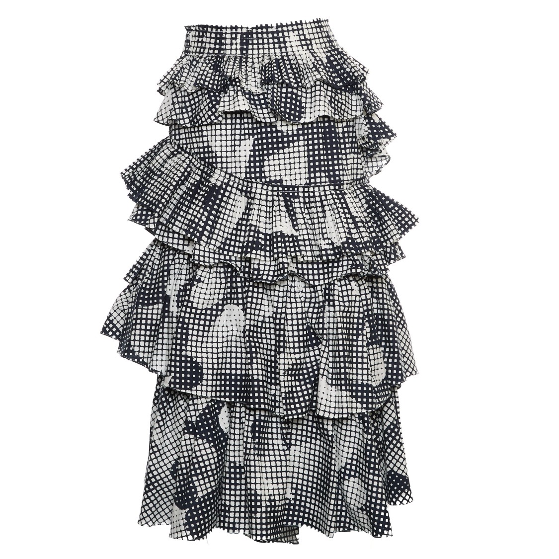 Essentiel Antwerp Tiered Ruffle Skirt With Checkered Pattern