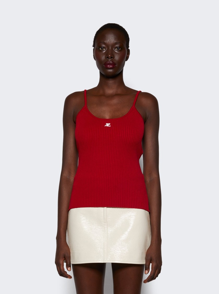 Shop Courrèges Reedition Knit Tank Top Red