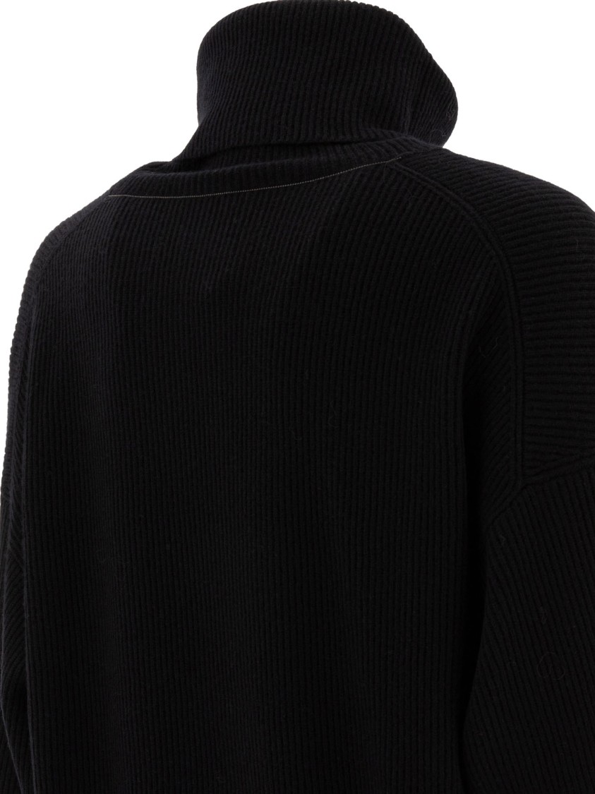 Brunello Cucinelli Ribbed Knitwear With High Turtleneck In Black