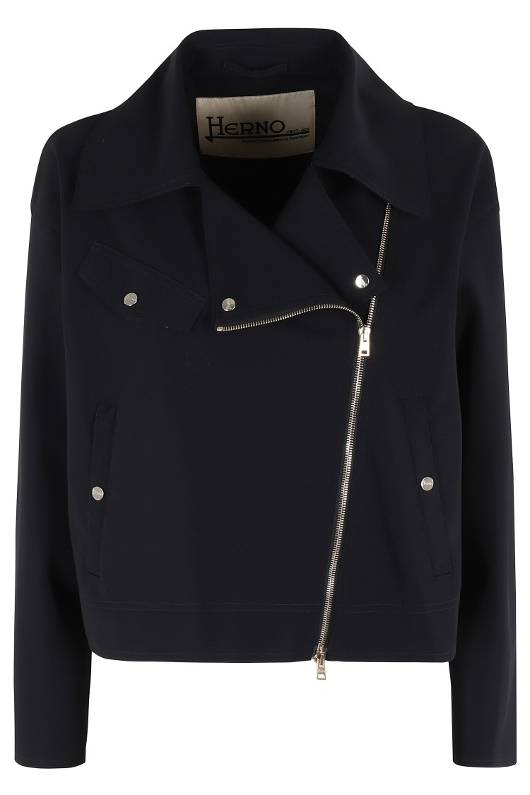 Shop Herno Biker-style Black Jacket