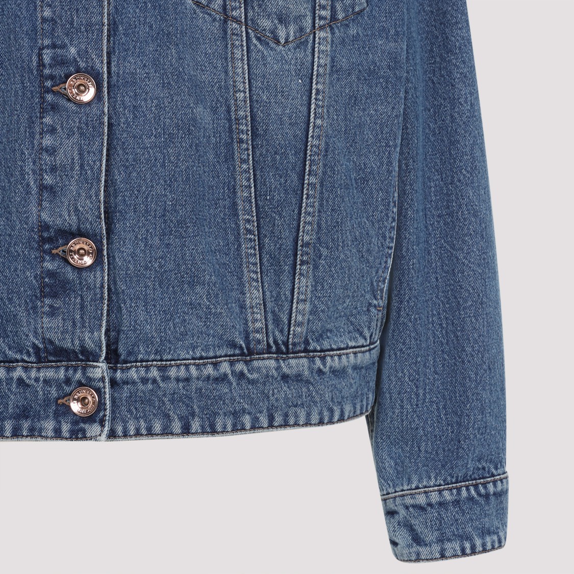 Shop Brunello Cucinelli Medium Blue Cotton Denim Jacket In Grey