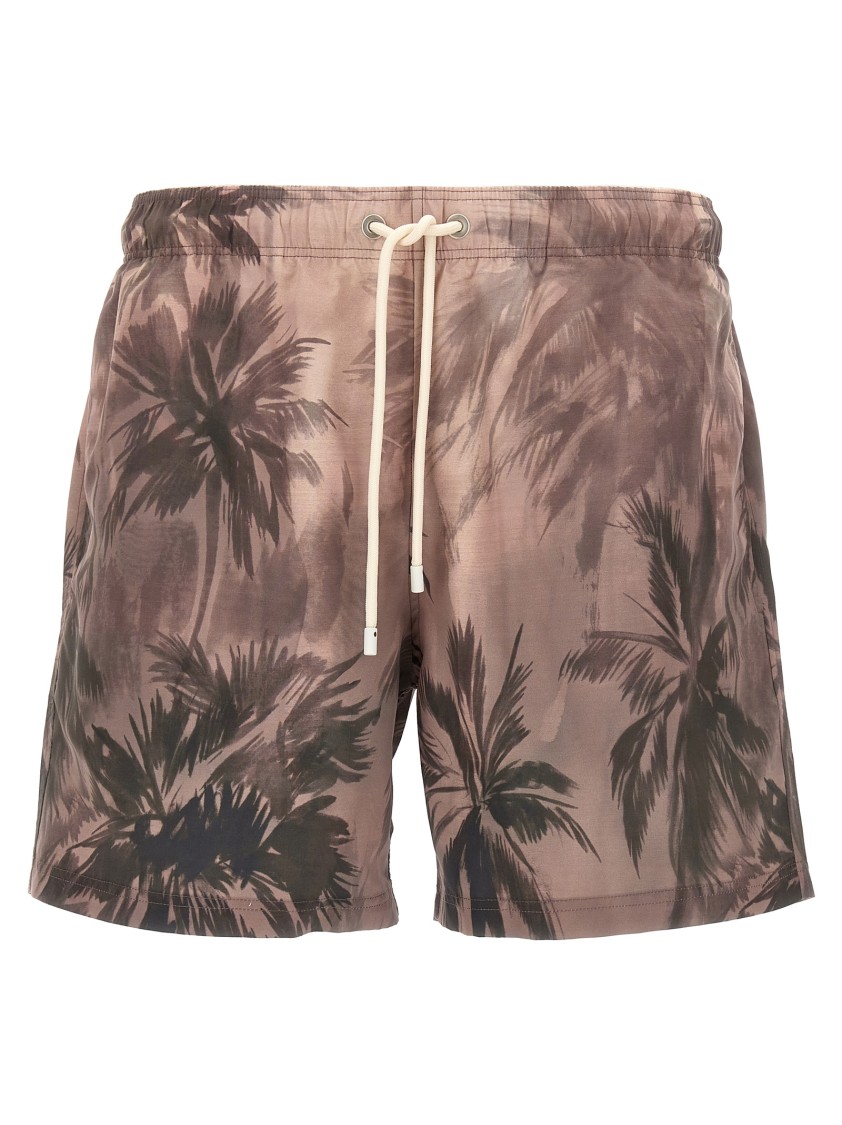 Palm Angels 'sunset Palms' Swimsuit In Brown