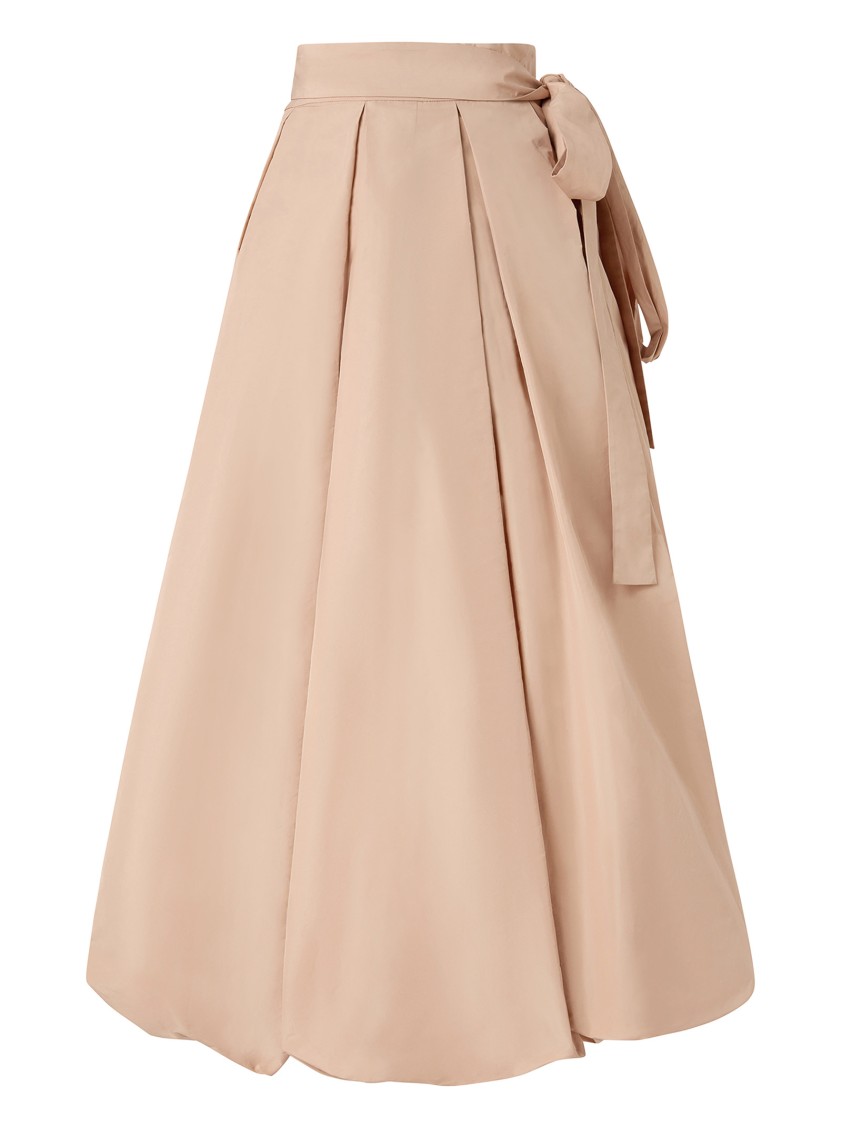 Shop Pinko Cameo Pink Taffeta Skirt With Front Slit And Bow Detail