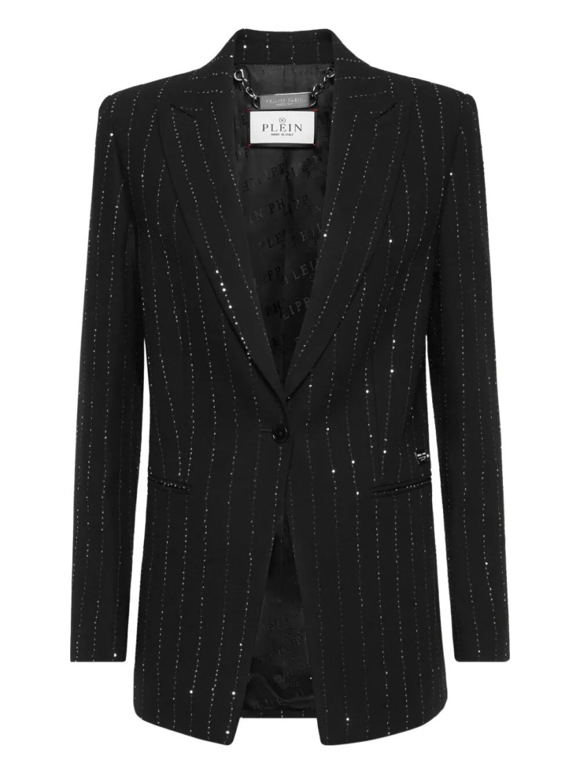 Philipp Plein Sequin Embellished Boyfriend Fit Blazer In Black