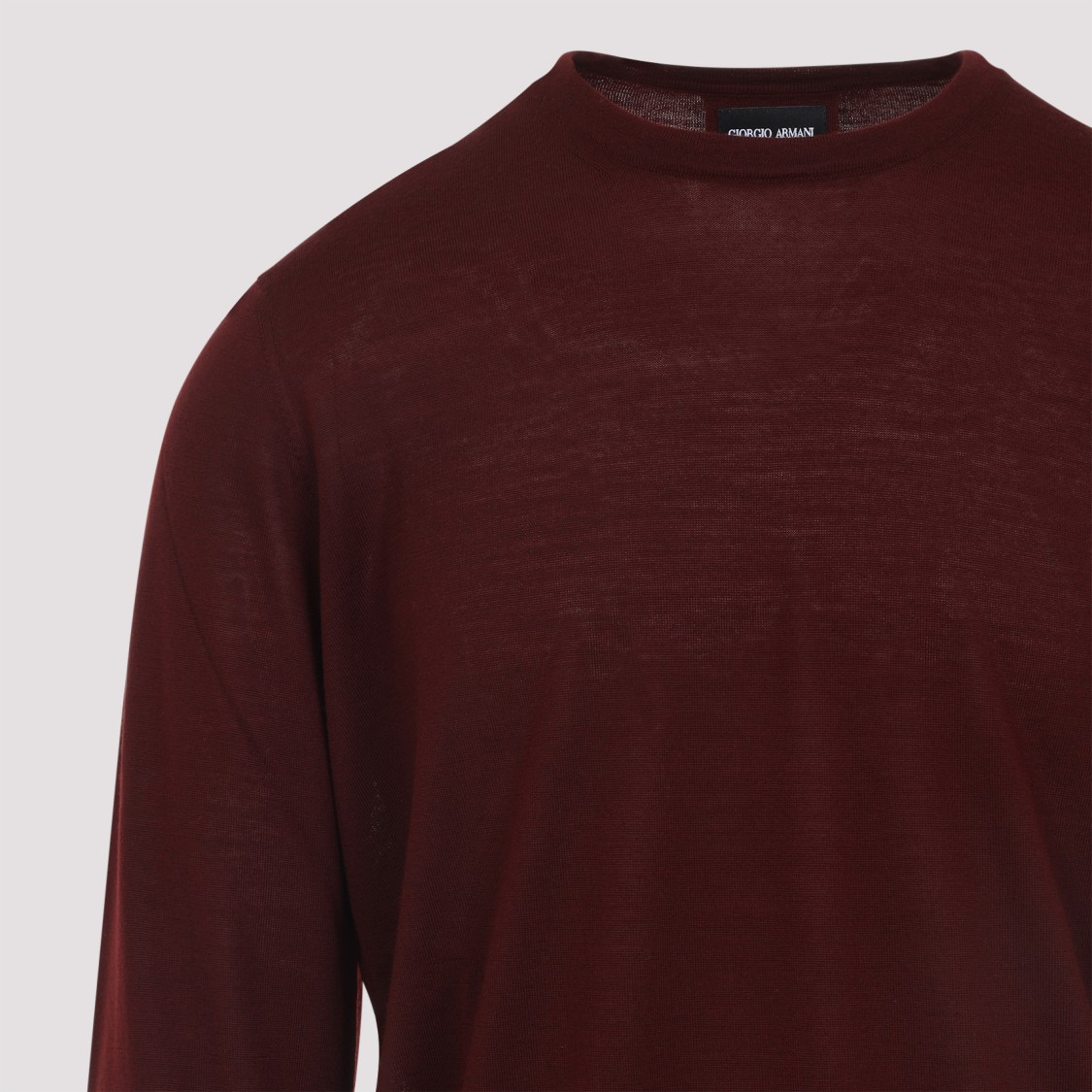 Giorgio Armani Crew Neck Wool Sweater In Burgundy