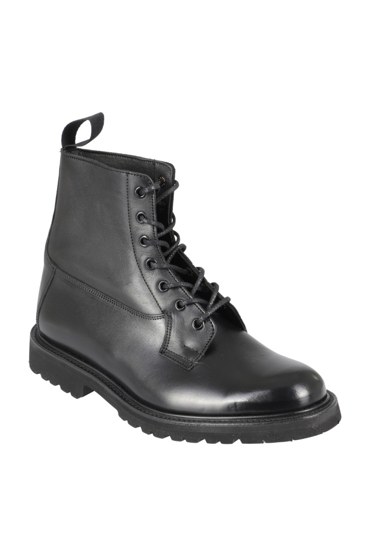 Shop Tricker's Burford Black Leather Ankle Boot With Lace-up Closure
