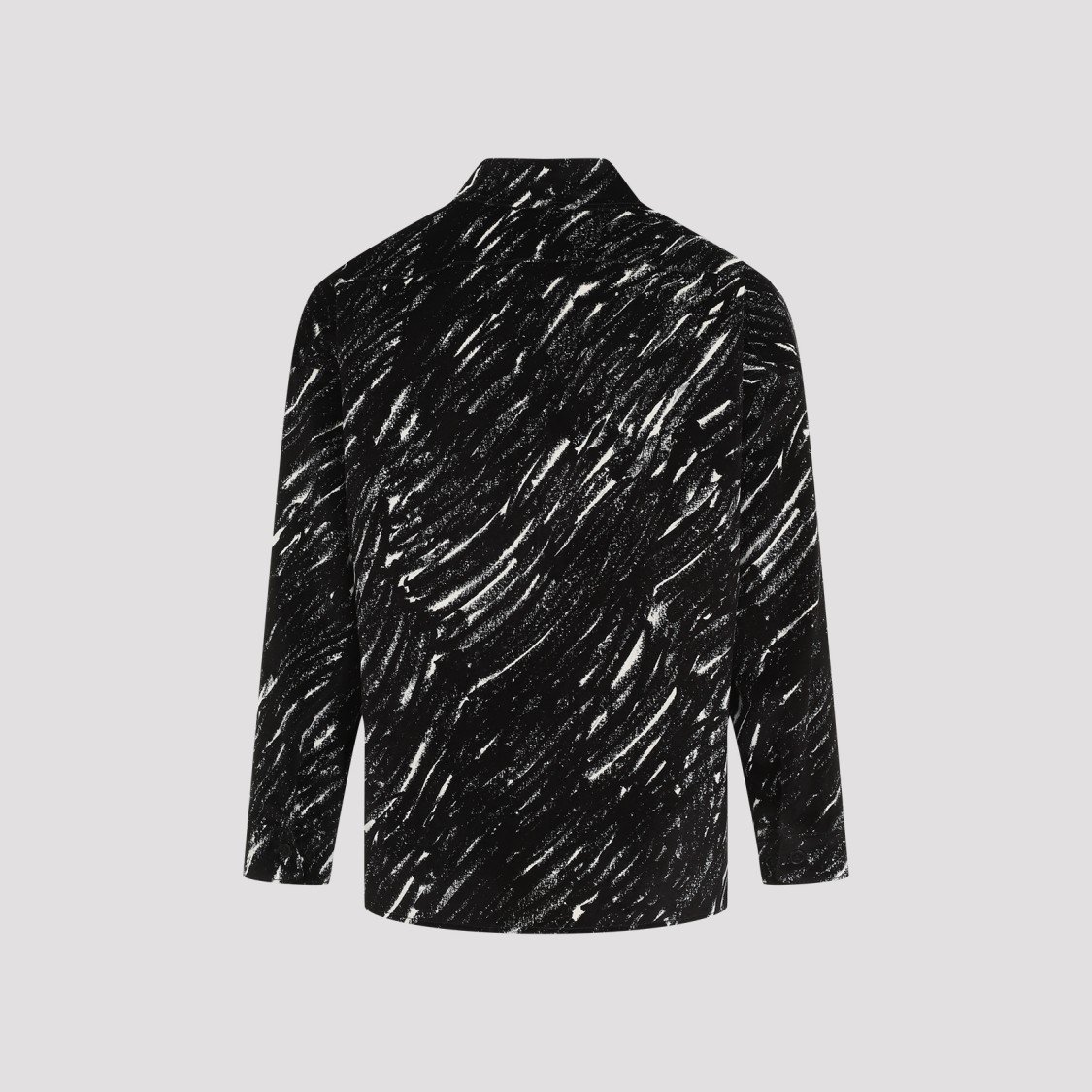 Marni Flocked Denim Oversized Shirt With Crayon Print In Black