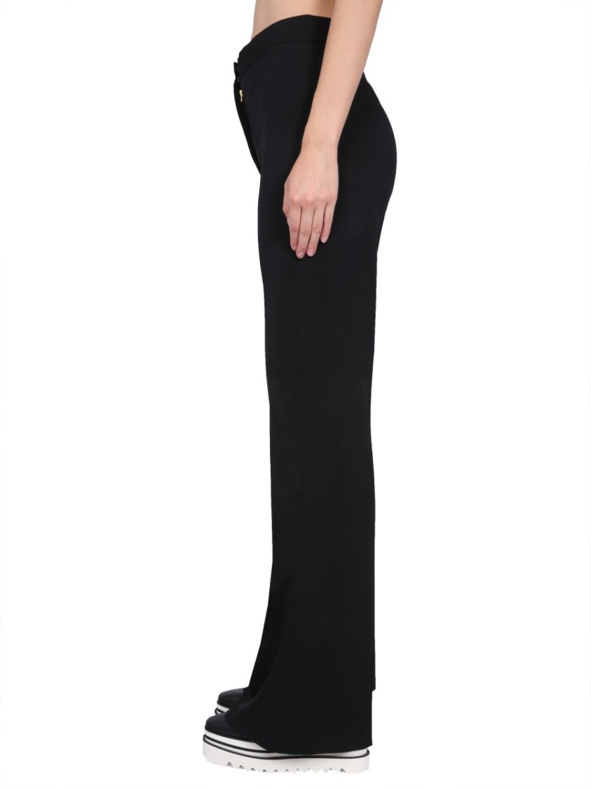 Stella Mccartney Wide-legged Tailored Pants With Zipper And Hook Closure In Black