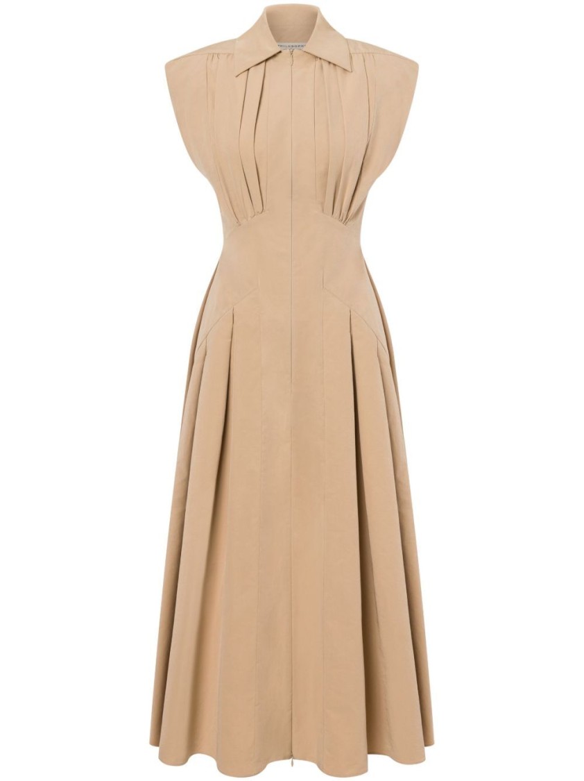 Philosophy Di Lorenzo Serafini Fitted Maxi Dress With Classic Collar