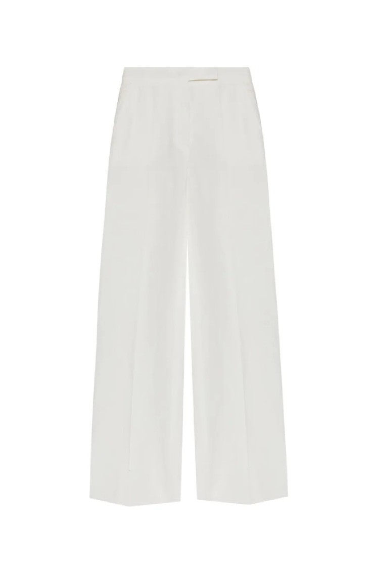Max Mara Wide-leg High-waist Pants With Soft Textured Finish In White