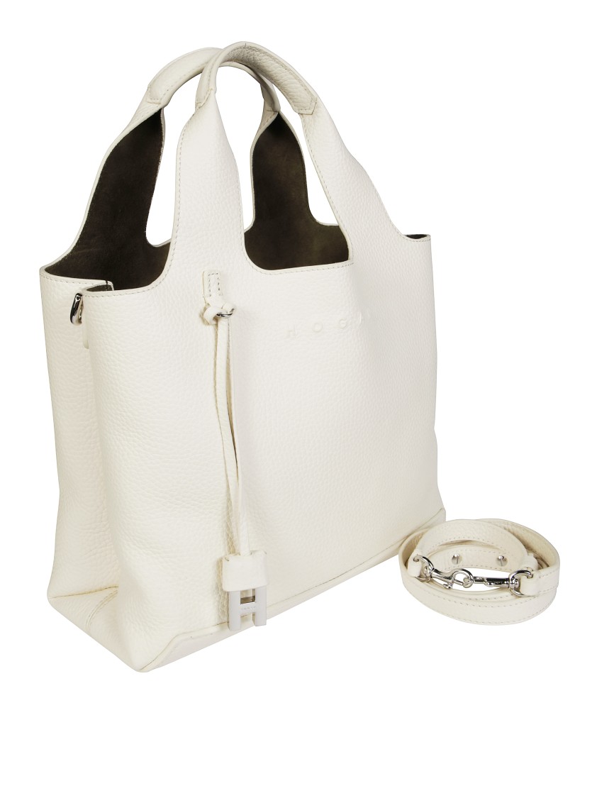 Hogan Structured White Shoulder Bag With Textured Finish In Red