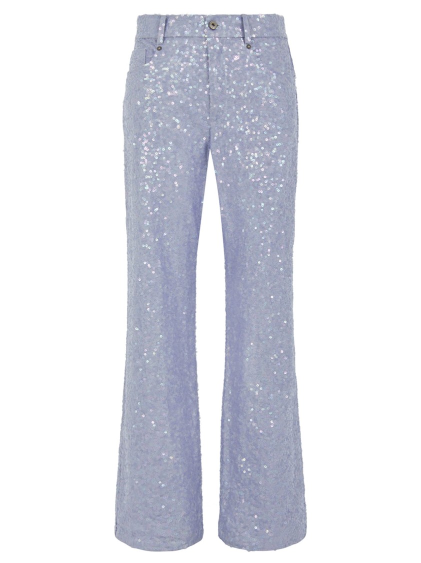 P.a.r.o.s.h Parosh Sequined Flared Blue Jeans In Blue