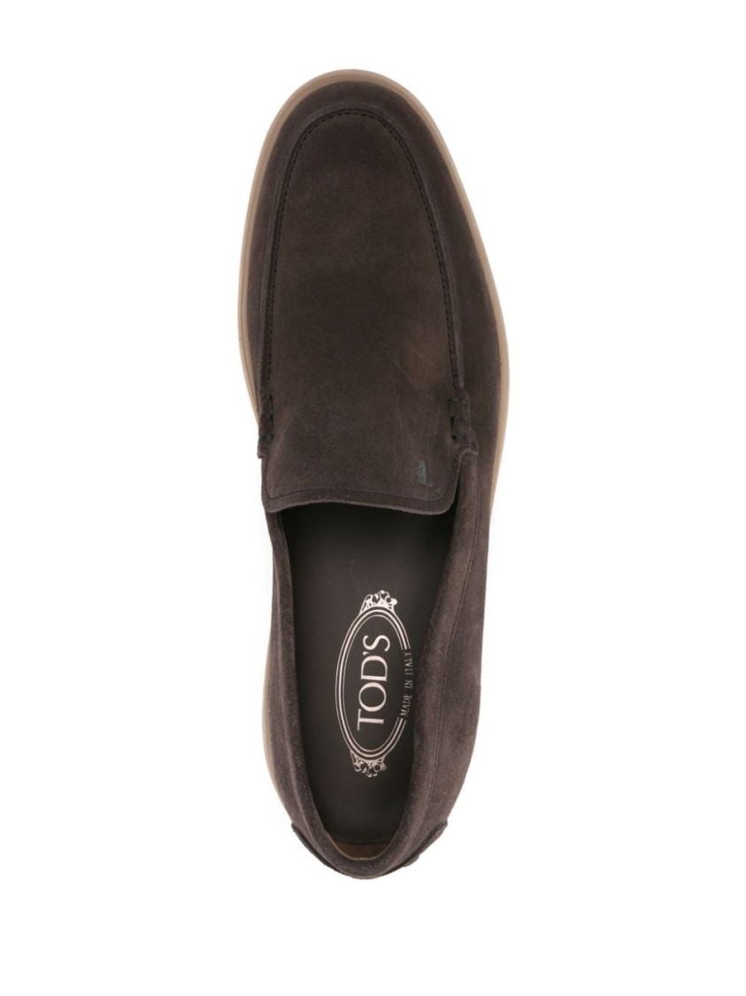 Shop Tod's Logo Loafers In Black