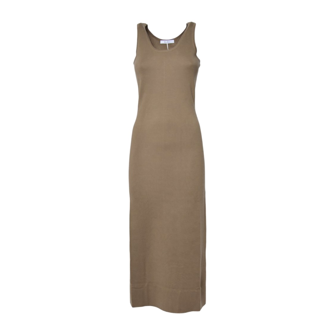 Max Mara Fitted Sleeveless Maxi Dress With Side Slits In Brown