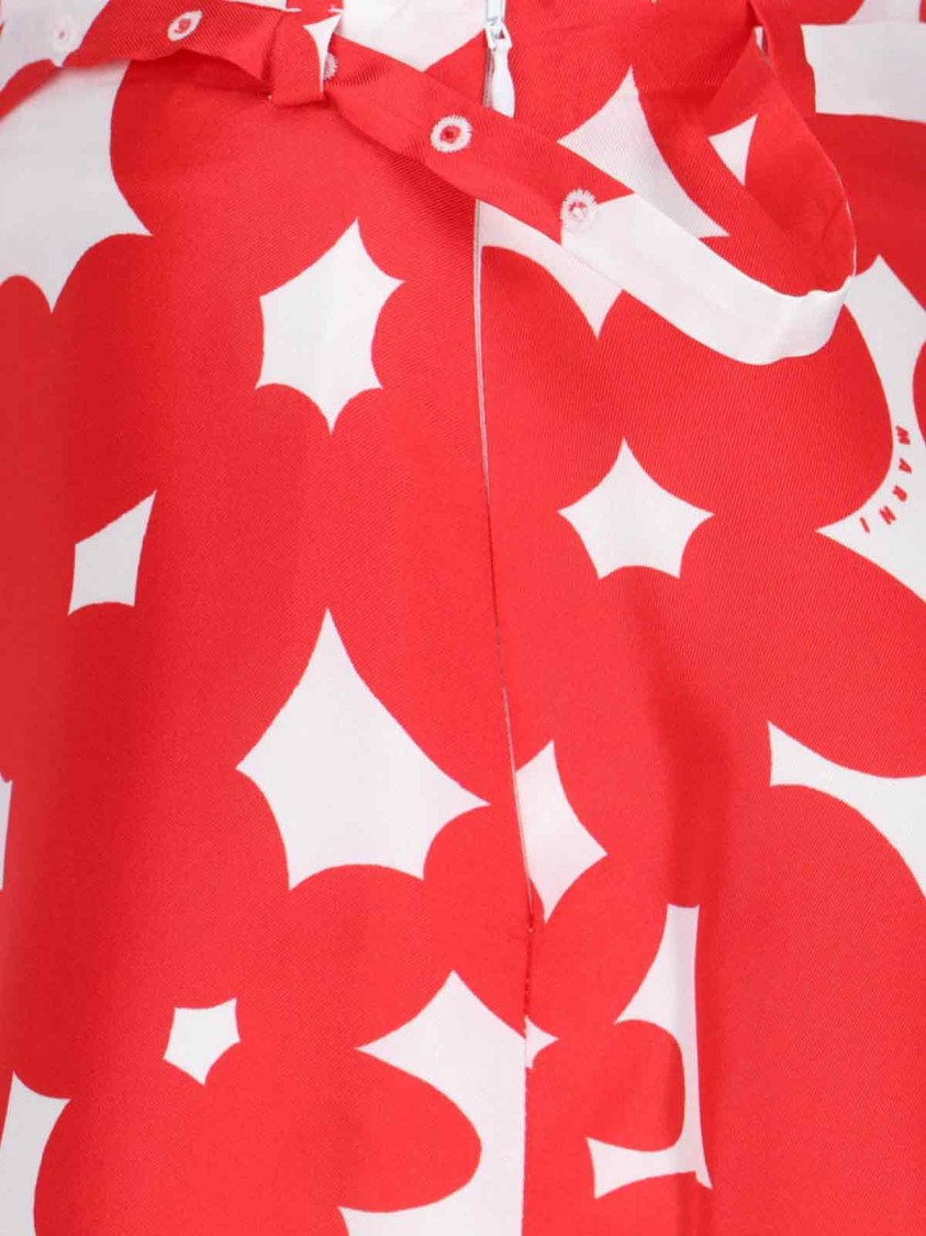 Marni Floral Print A-line Skirt With Belted Waist