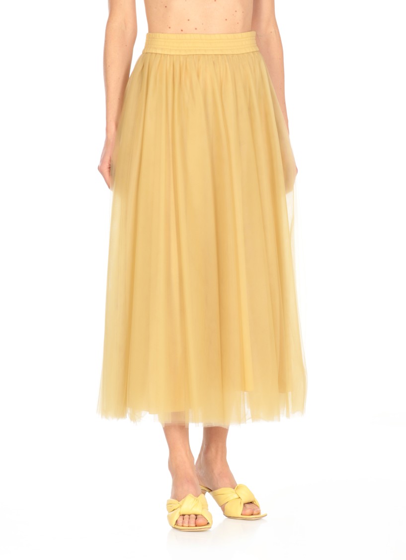 Fabiana Filippi A-line Tulle Midi Skirt In Yellow