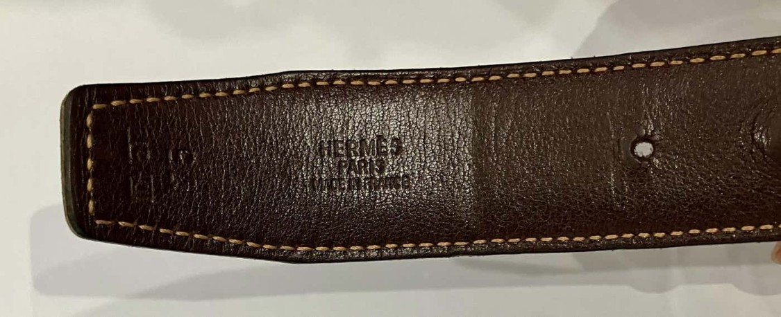 Pre-owned Hermes Hermès Reversible Leather Constance H Belt In Black