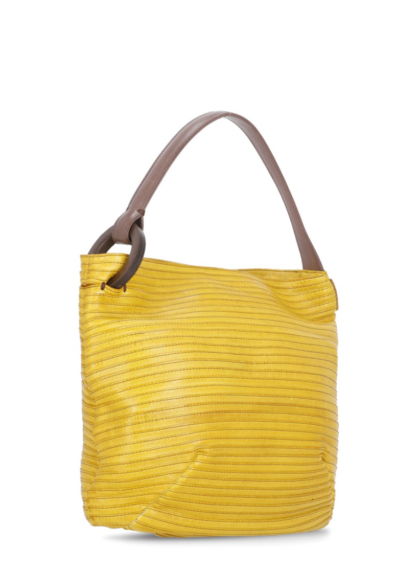 Majo Yellow Leather Shoulder Bag