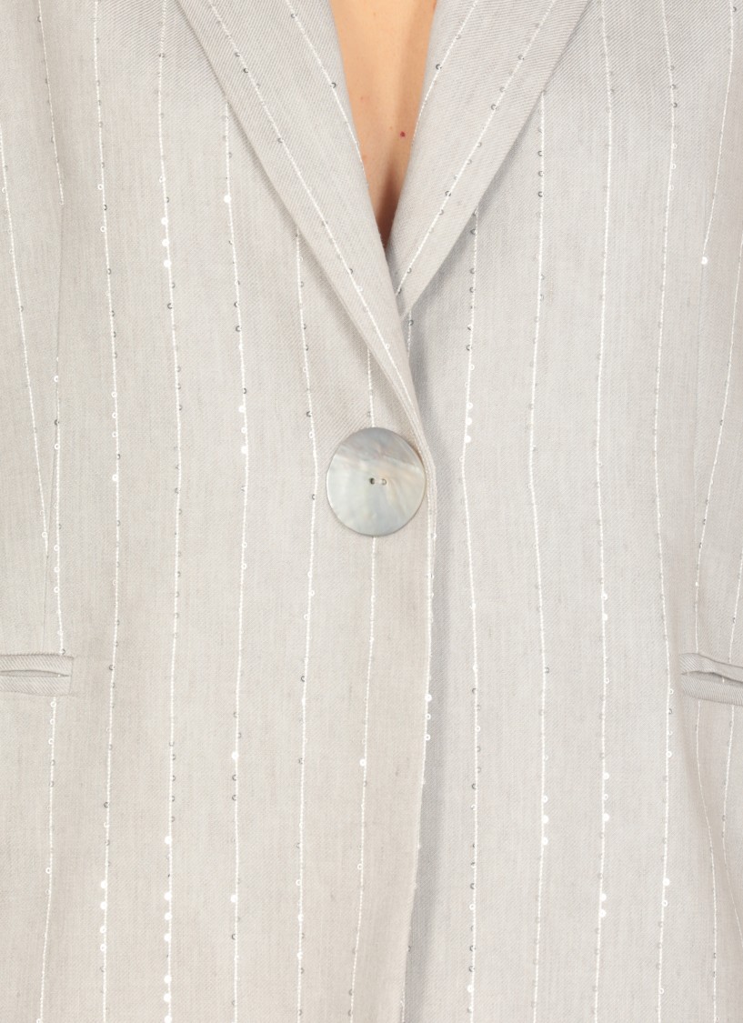 Antonelli Grey Viscose And Linen Gaia Jacket In Gray