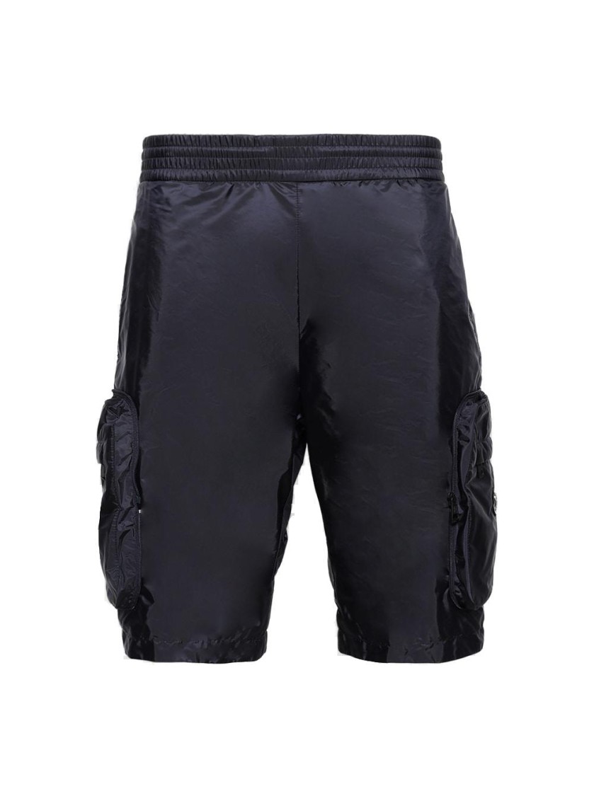 Moncler Navy Cargo-style Shorts With Elasticated Waistband