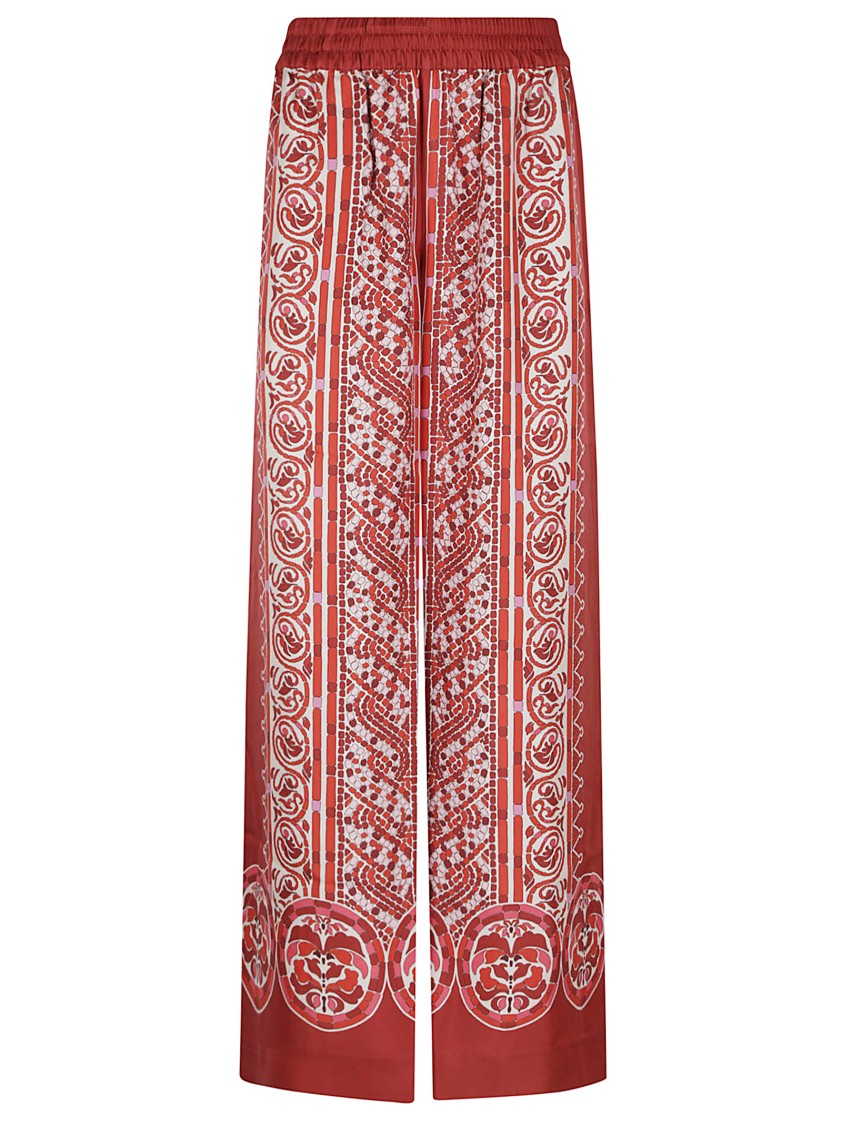 La Doublej La Double J Silk Twill Palazzo Pants With Cobra Pattern In Brown