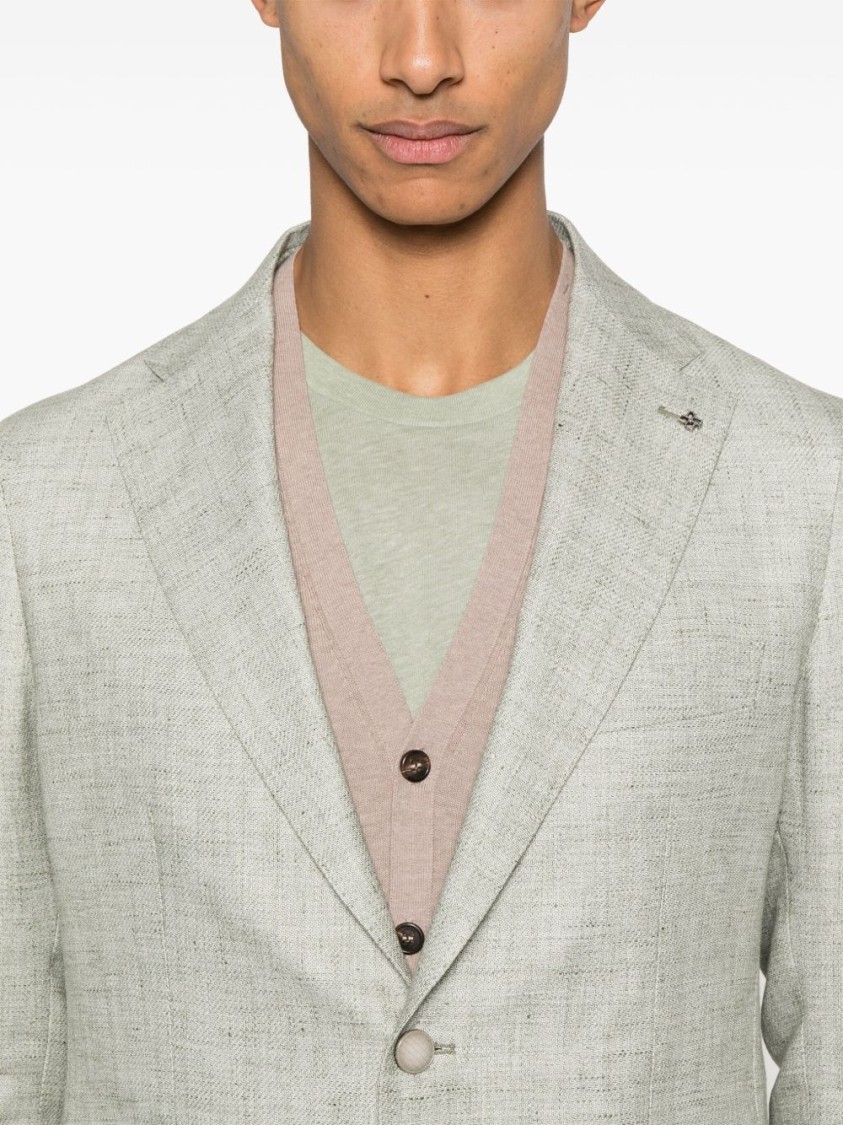 TAGLIATORE TAGLIATORE LIGHT GREEN TEXTURED SUIT JACKET