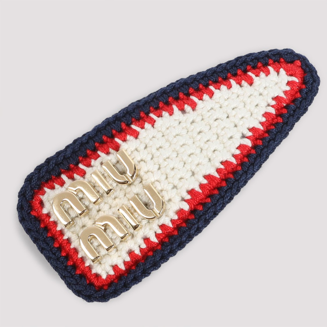 Miu Miu Triangular Textured Crochet Hat In Multi