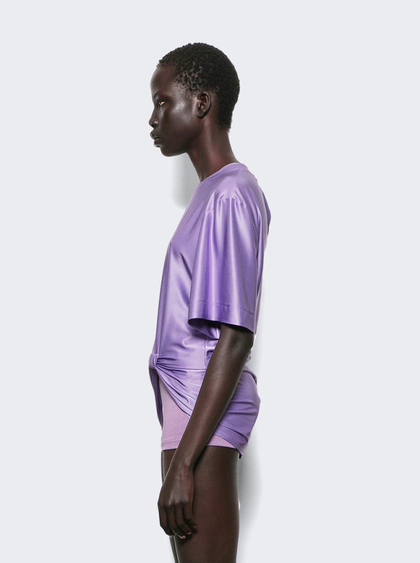 Rabanne Knotted Stretch-jersey T-shirt In Purple