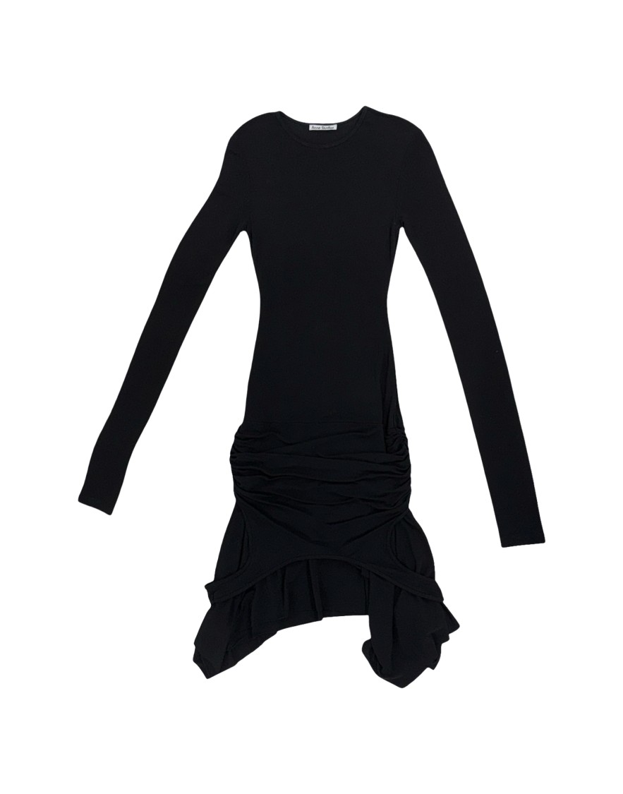 Acne Studios Black Crepe Combination Mini Dress In Black