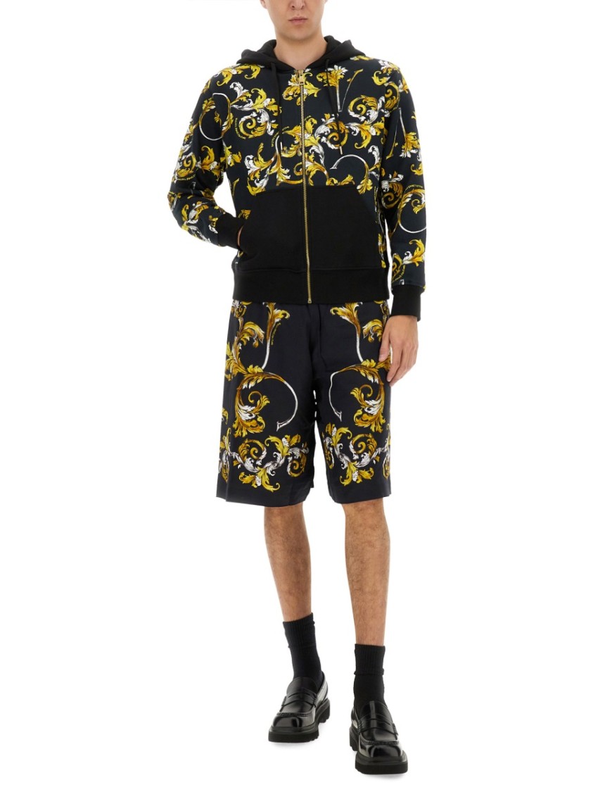 Shop Versace Jeans Couture Shorts With Baroque Outline Print