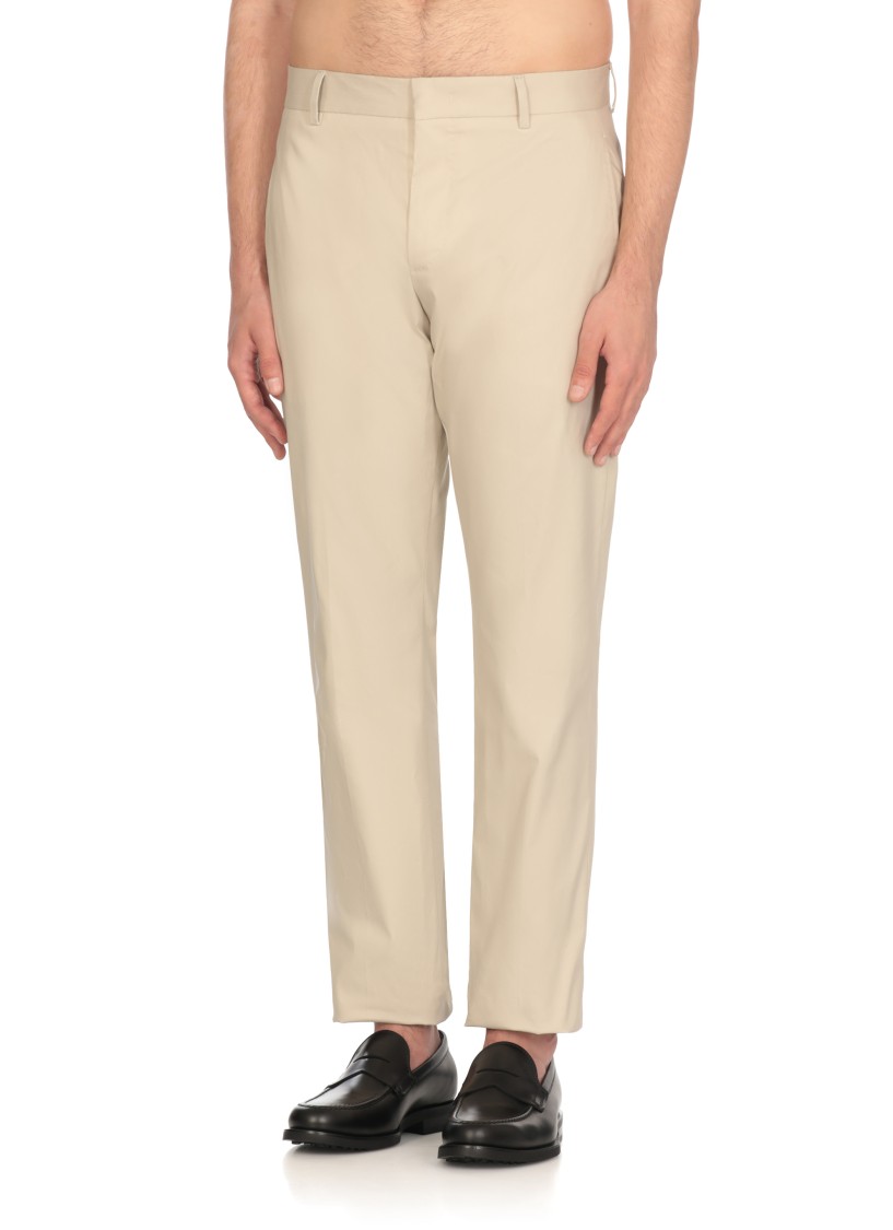 Pt Torino Beige Cotton Tailored Trousers In White