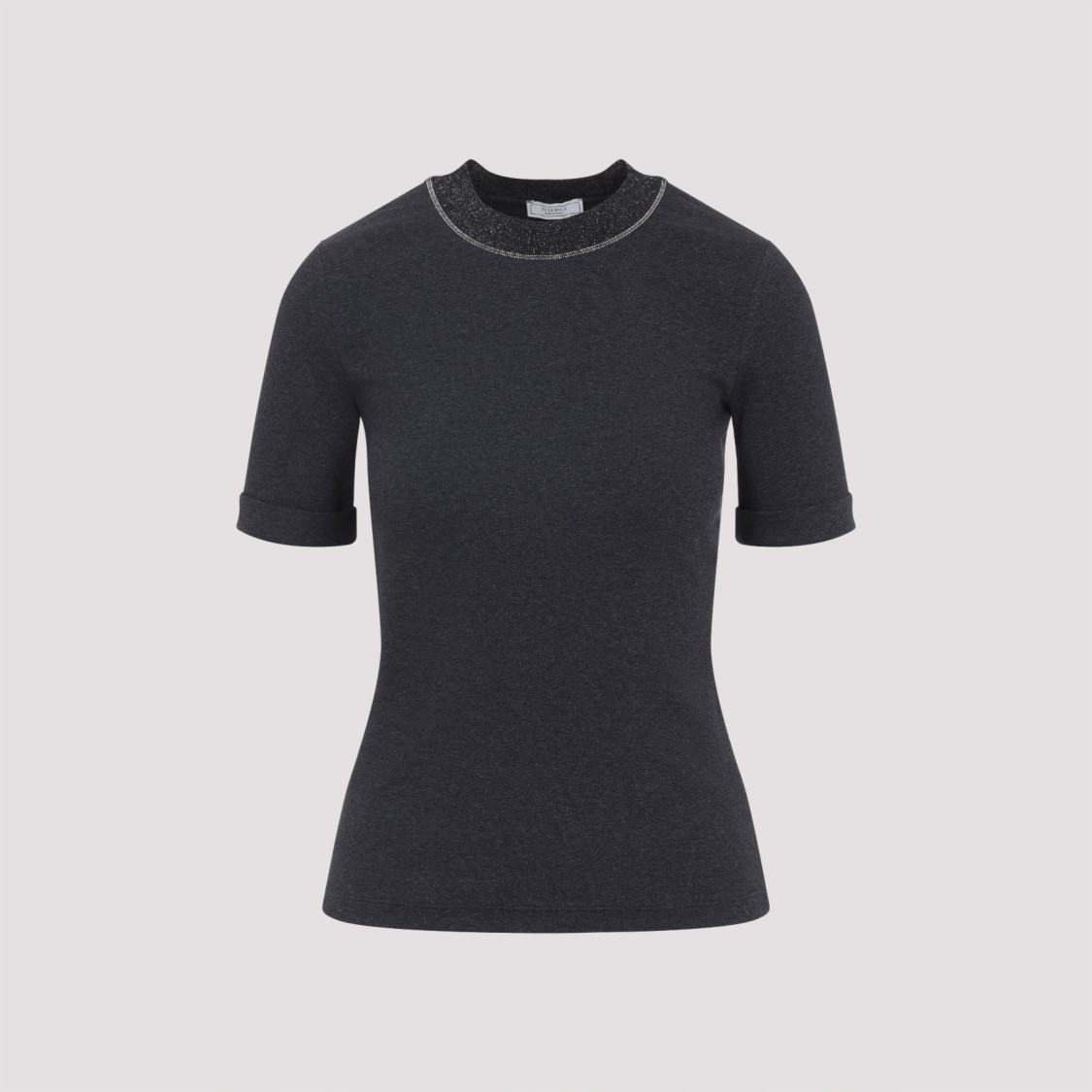 Peserico Grey Cotton T-shirt In Black
