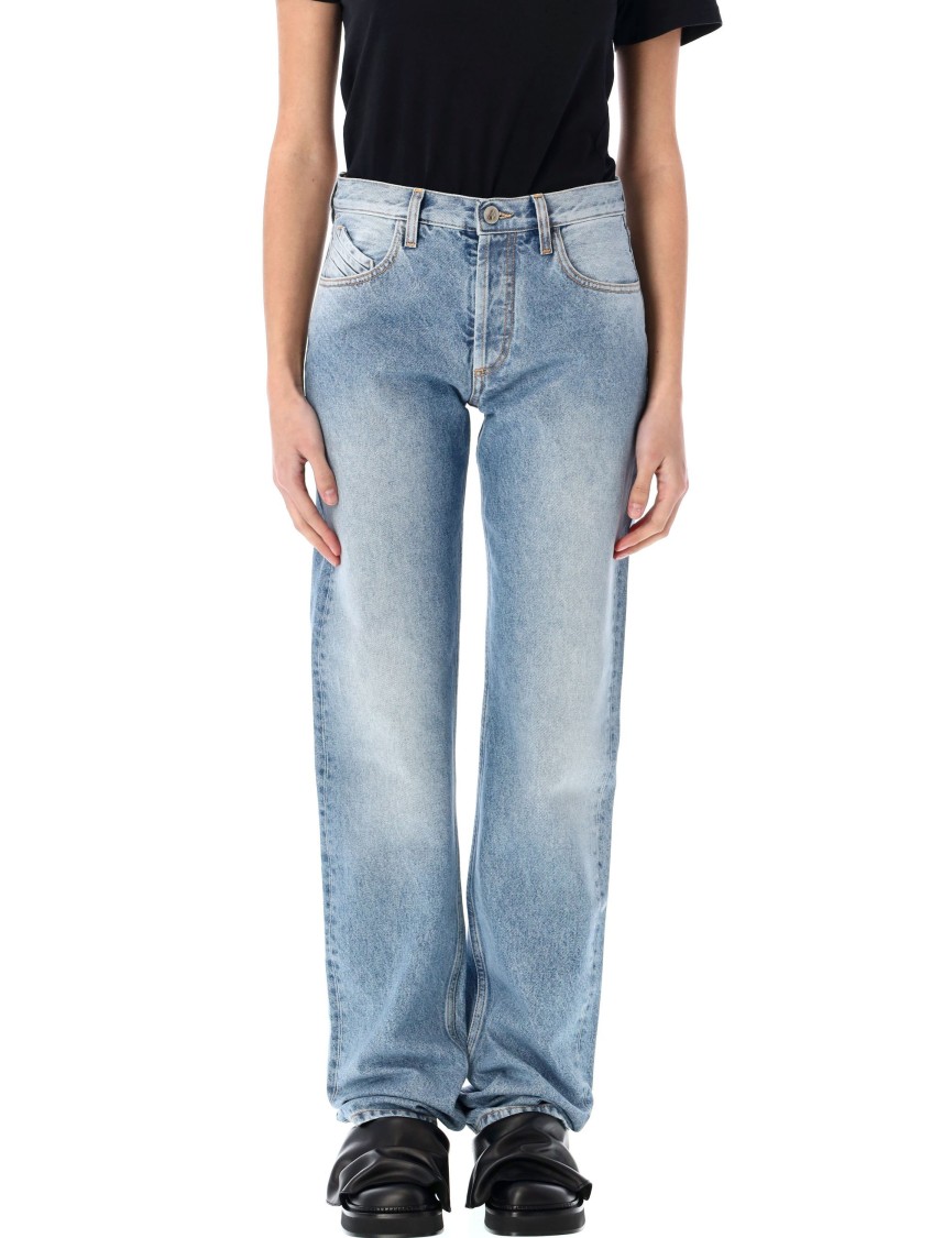 Attico Pantaloni Boyfriend Spalmati In Blue