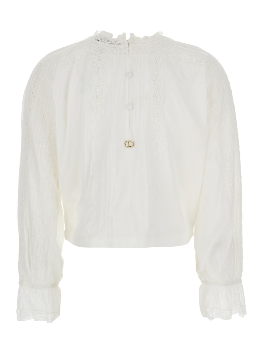 Shop Twinset Twin-set White Sweater With Mock Neck