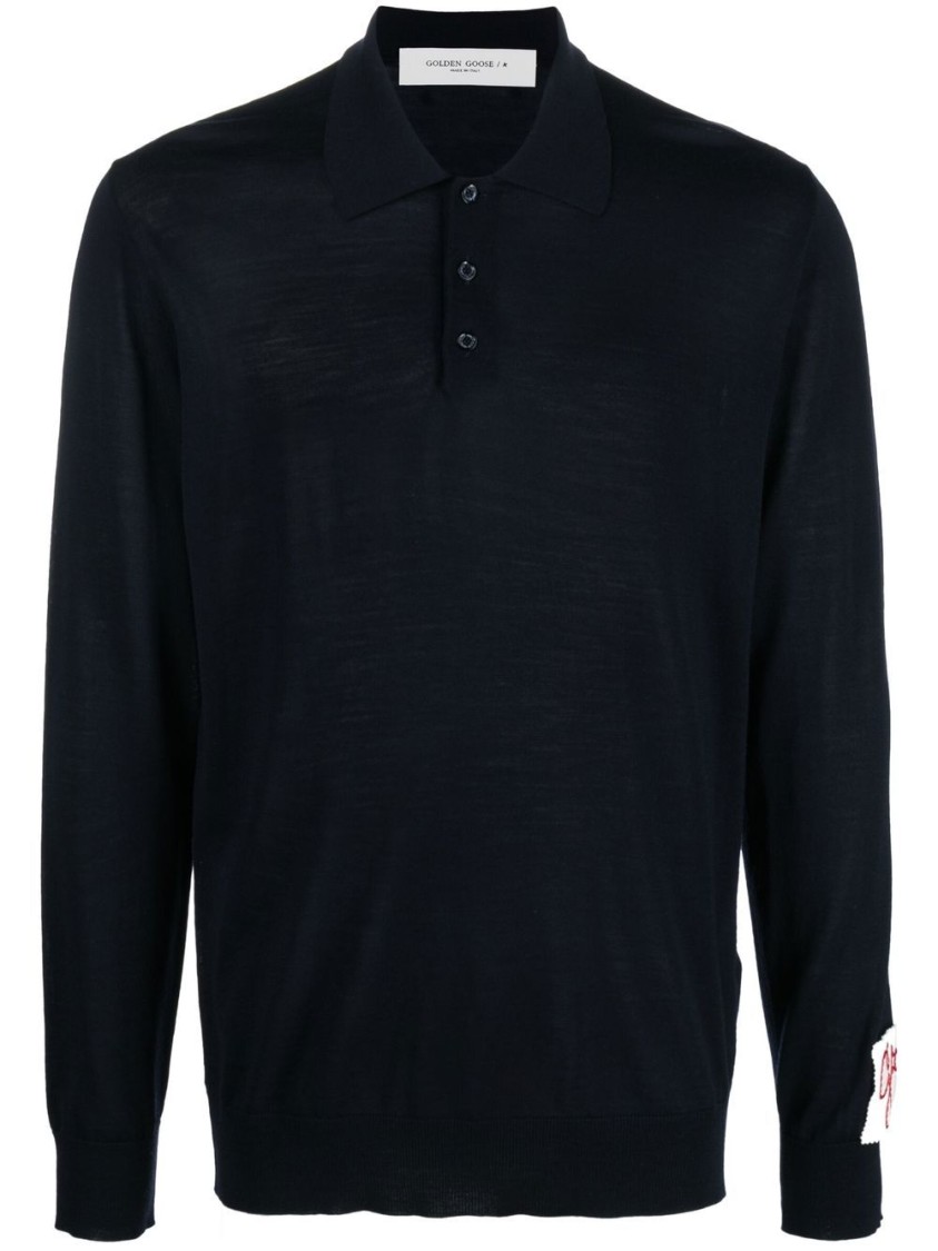 Golden Goose Wool Polo Shirt In Black