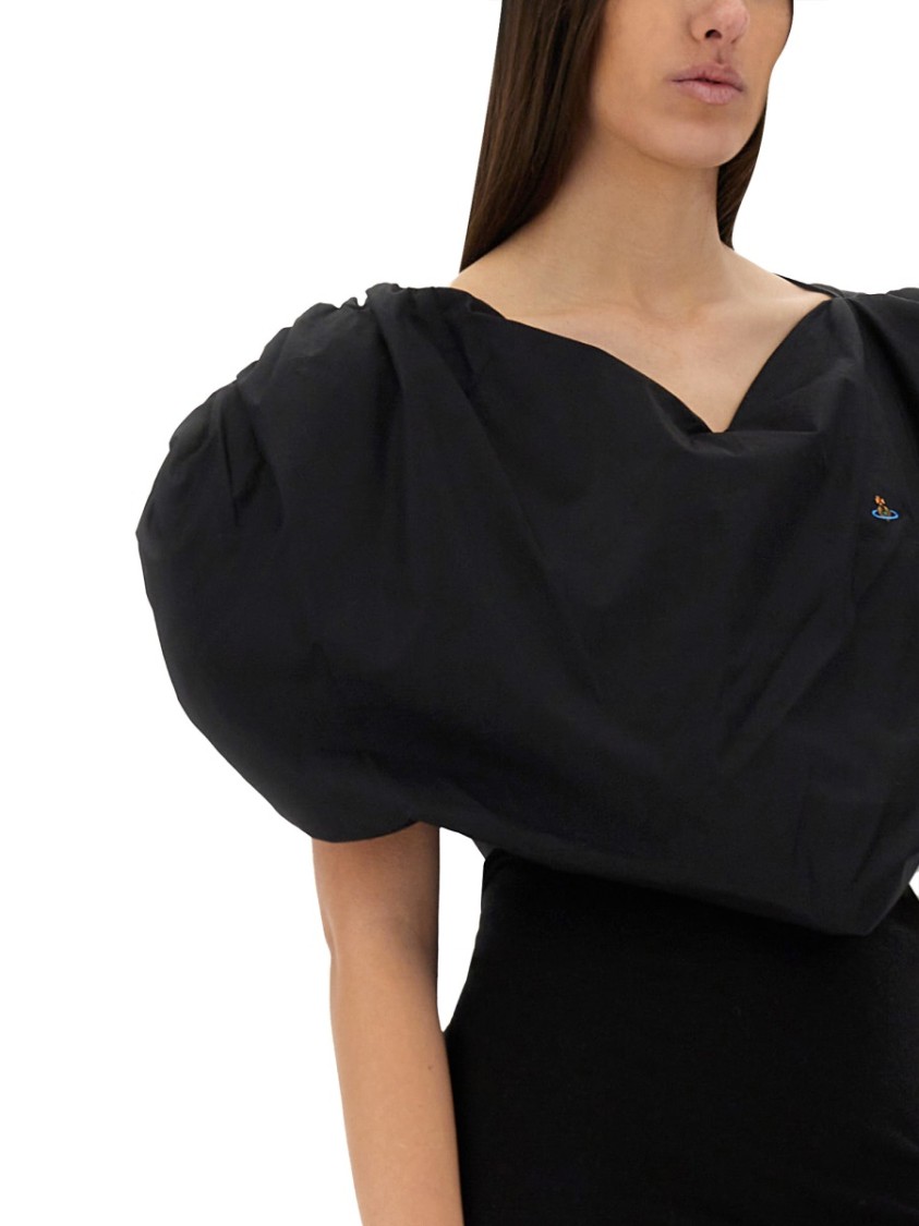 Vivienne Westwood Embroidered-logo Asymmetric Blouse In Black