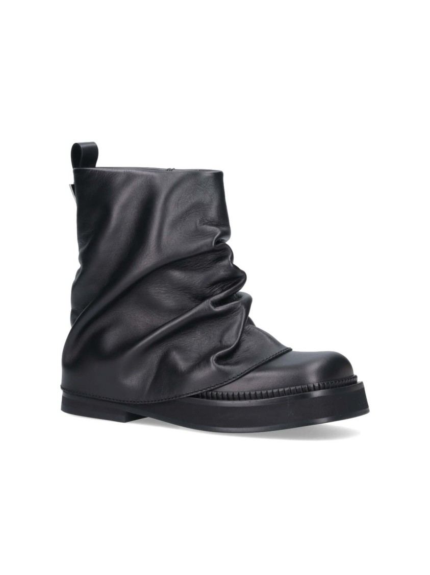 Shop Attico The Mini Robin Combat Boots In Black Hammered Leather