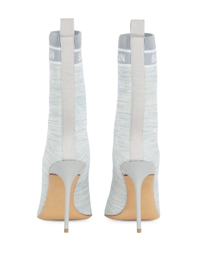 Balmain Skye-knit Ankle Boot In Blue