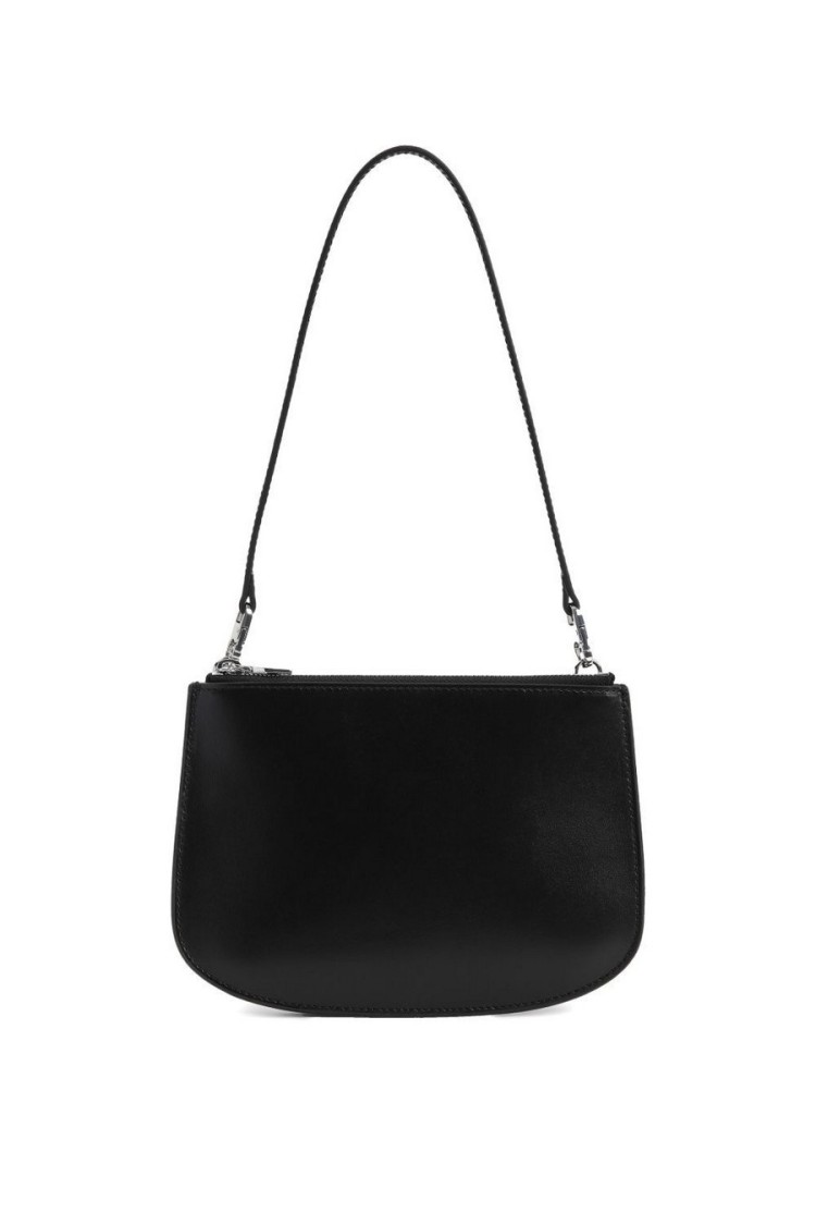 Diesel Embossed Leather Shoulder Bag With Zip Closure In Black