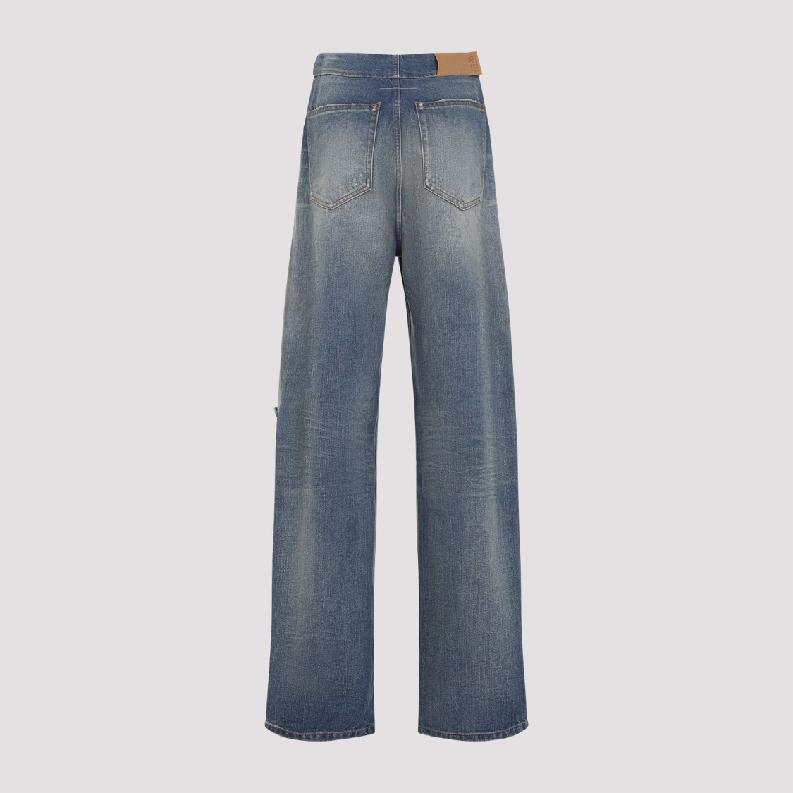 Shop Mm6 Maison Margiela Mm6 By Maison Margiela 5 Pockets Mid-blue Cotton Jeans In Grey