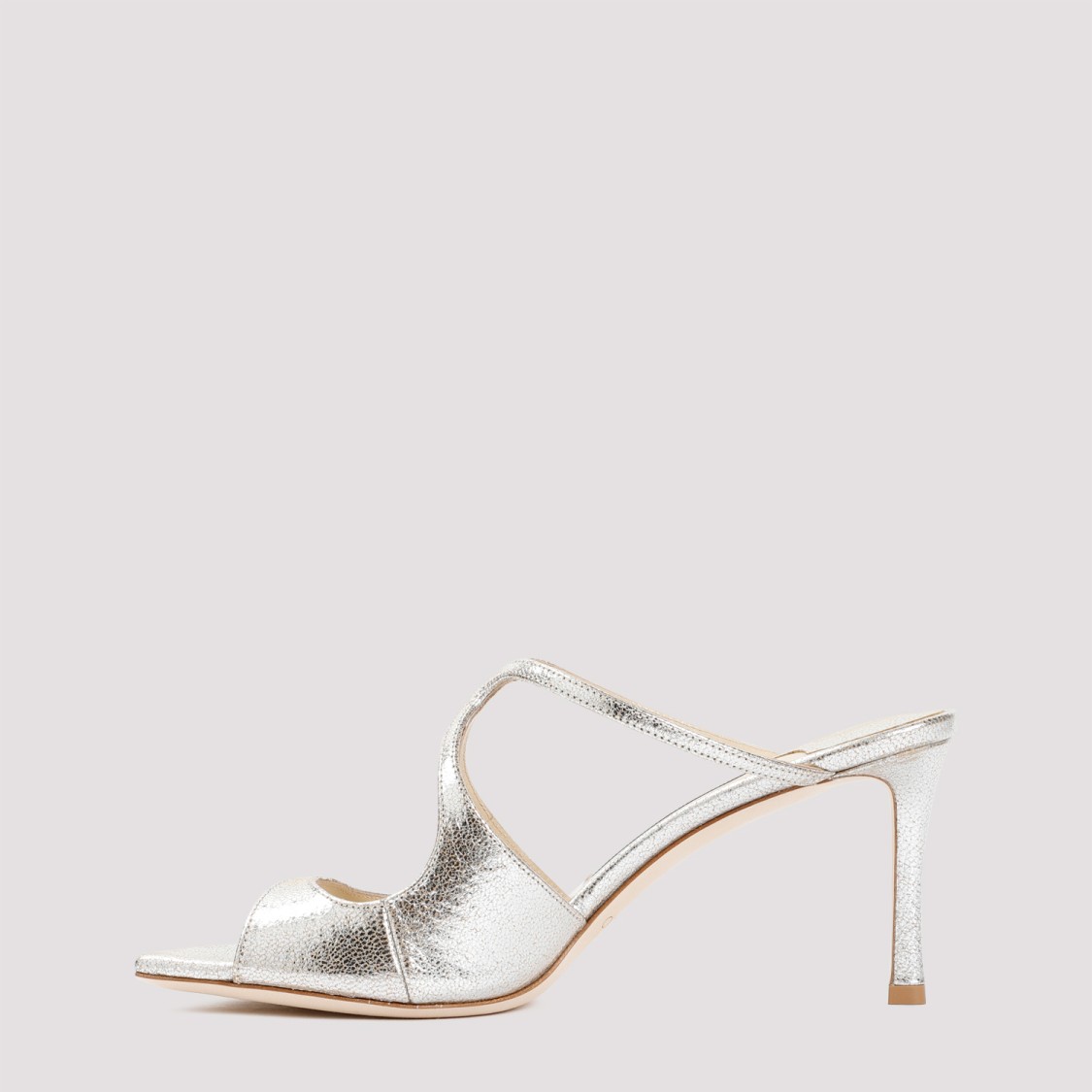 Jimmy Choo Womens Champagne Anise 75 Glitter-effect Leather Heeled Sandals In Silver