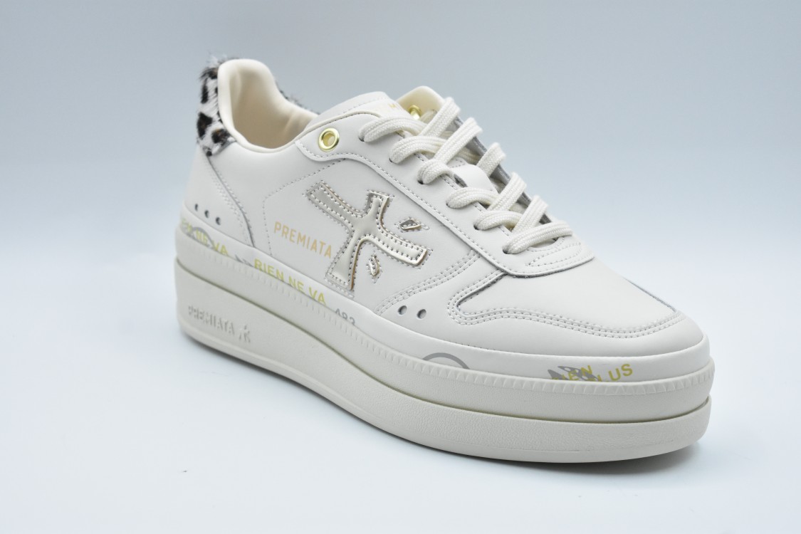 Premiata Low-top Dual-layer Platform Sneakers In White