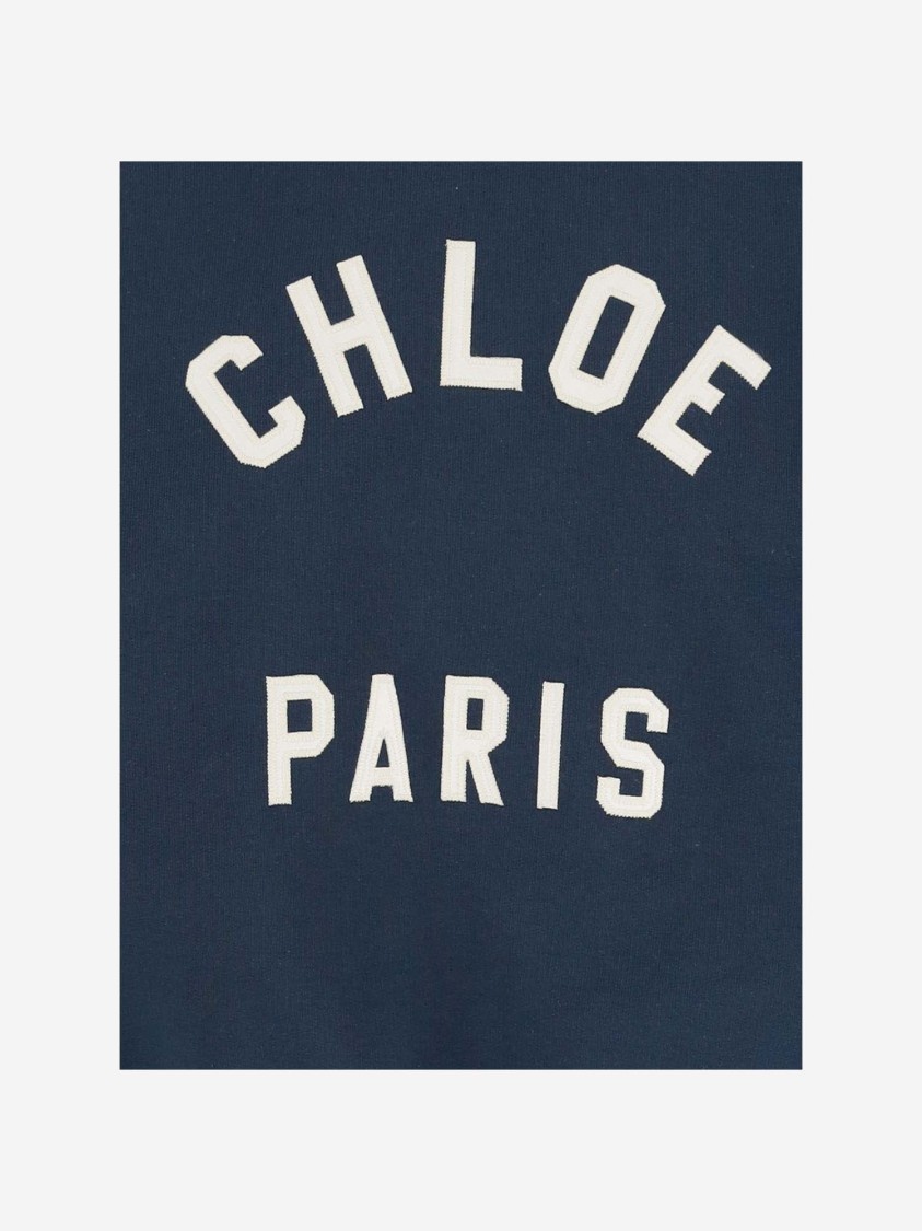 Chloé Navy Blue Cotton Sweatshirt With Front Logo In Blue