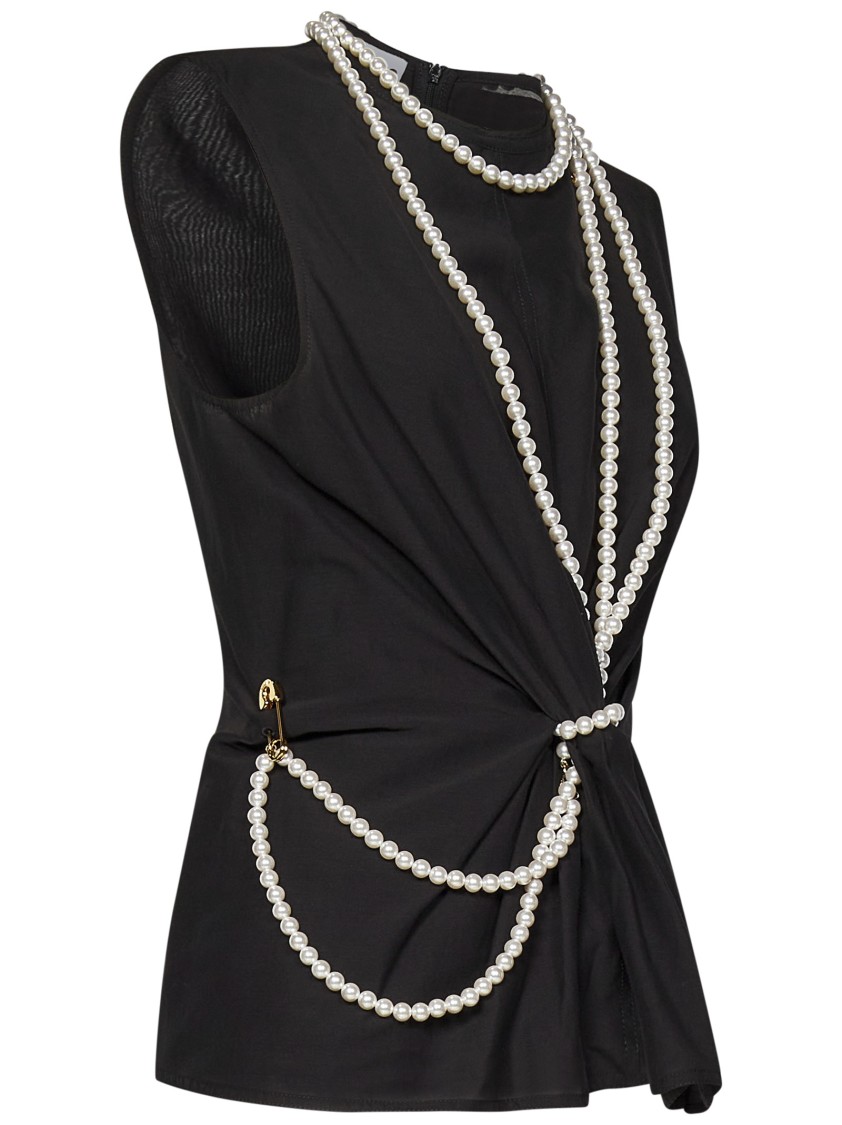 Moschino Flared Hem Knot Detailing Pearl Embellishments