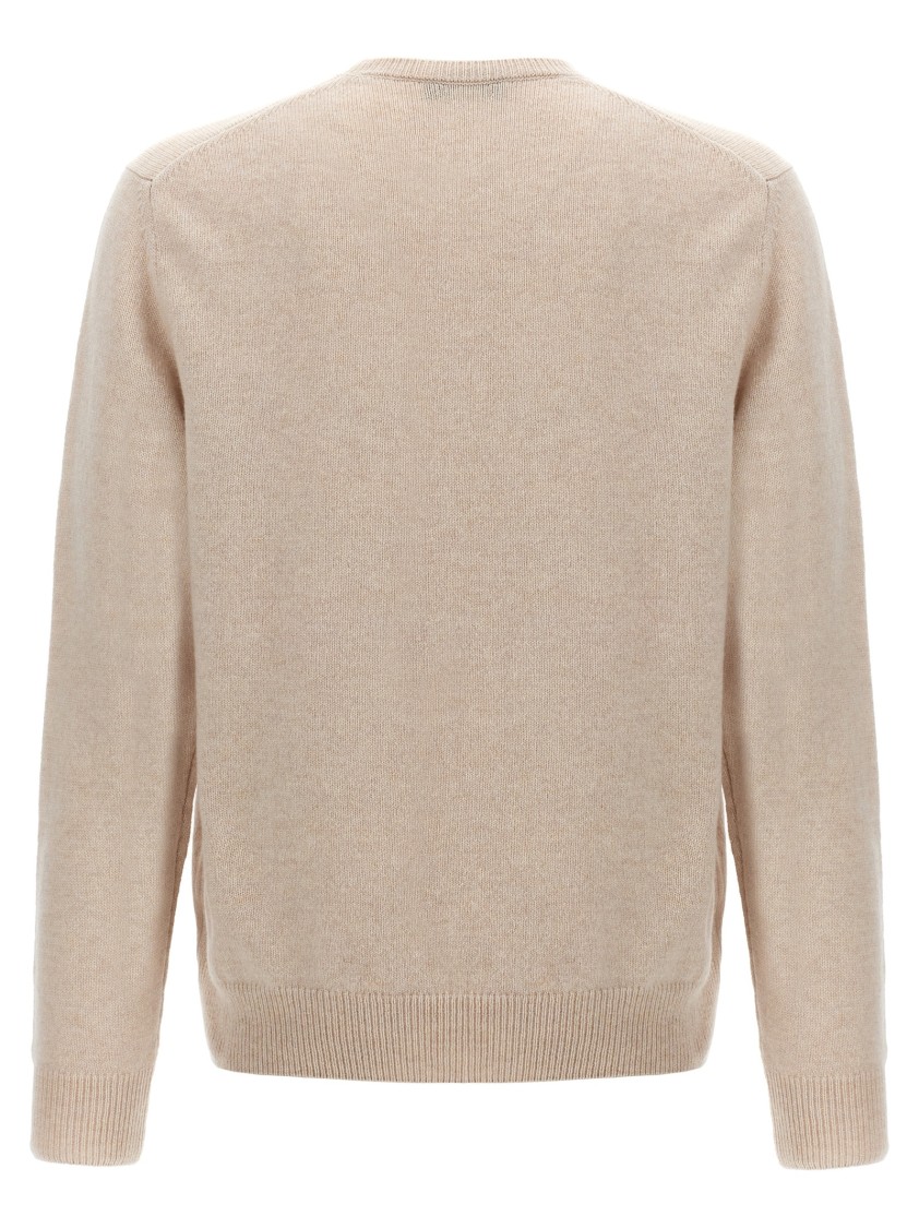 Zanone Ribbed Wool Crewneck Sweater With Cuffed Sleeves In Neutral