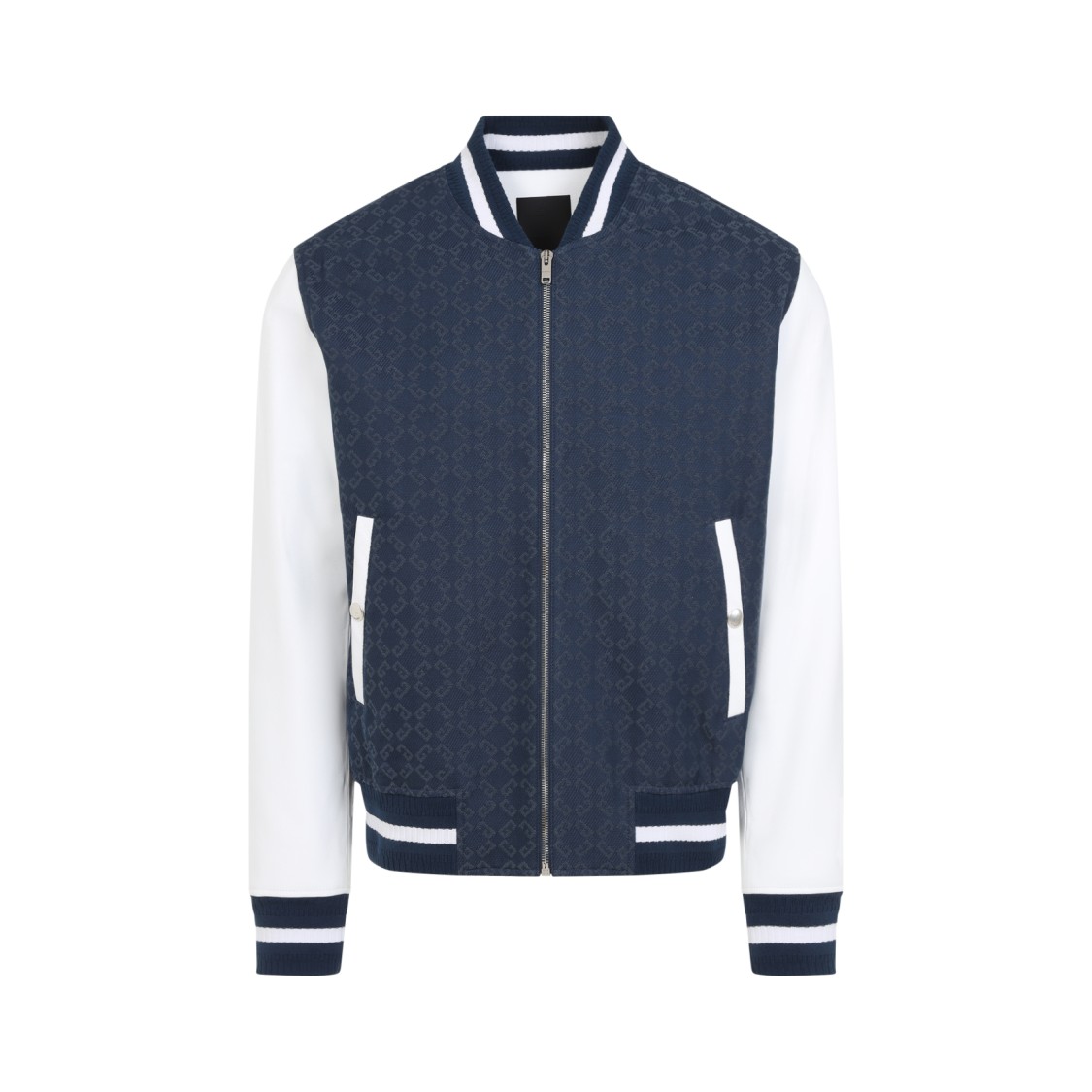 Shop Givenchy Textured Navy Bomber Jacket In Blue