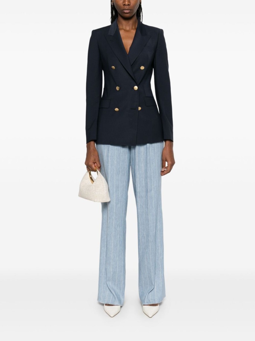 Tagliatore Wide-leg Linen Trousers With Subtle Pinstripe