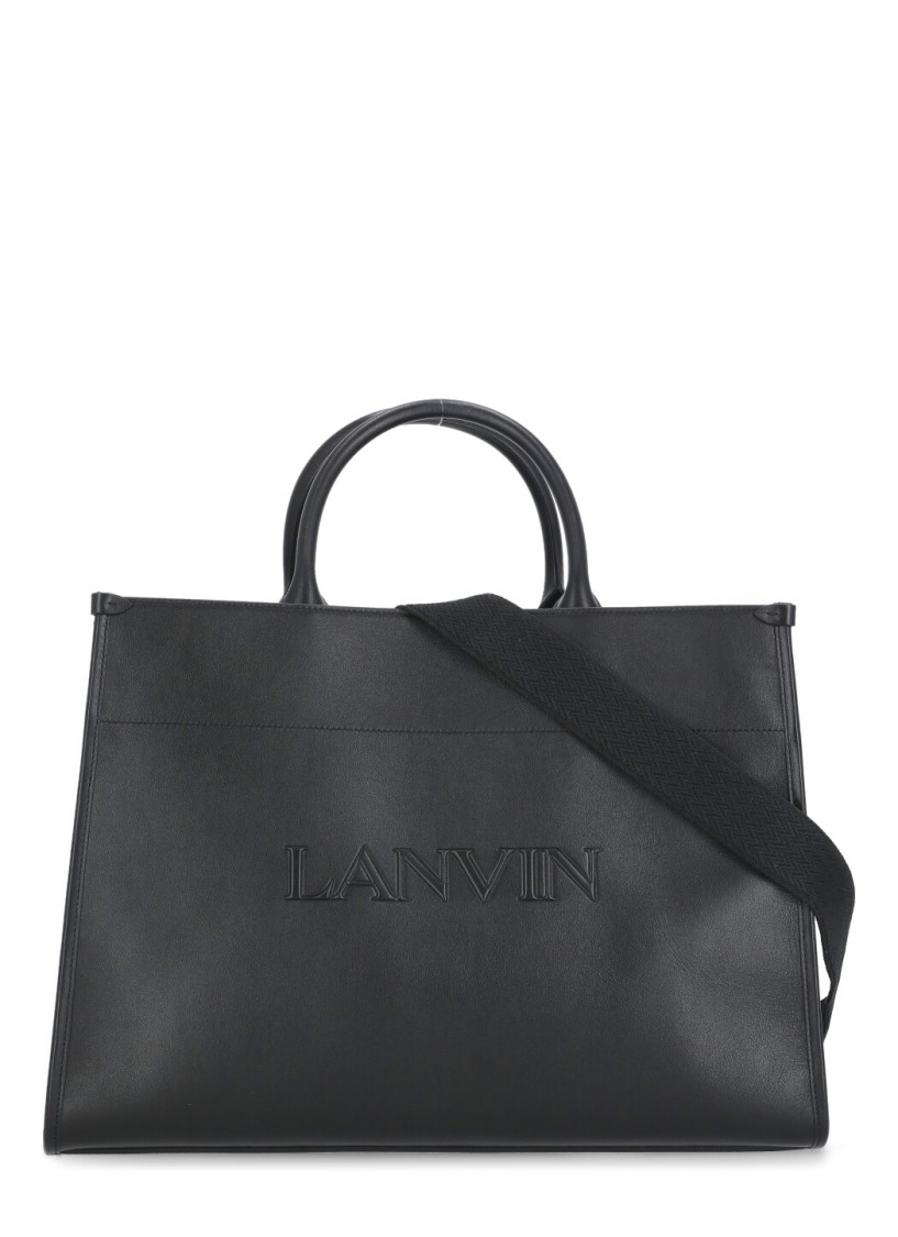 Shop Lanvin Black Leather Shopping Bag