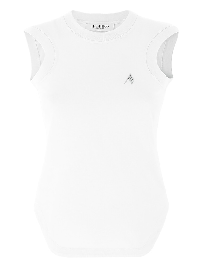 Shop Attico The Fitted White Cotton Jersey Tank Top