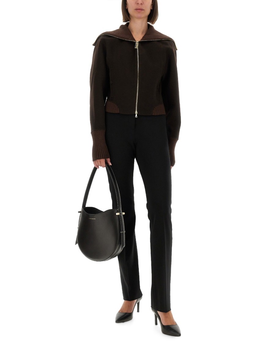 Victoria Beckham Zippered Wool Jacket In Black